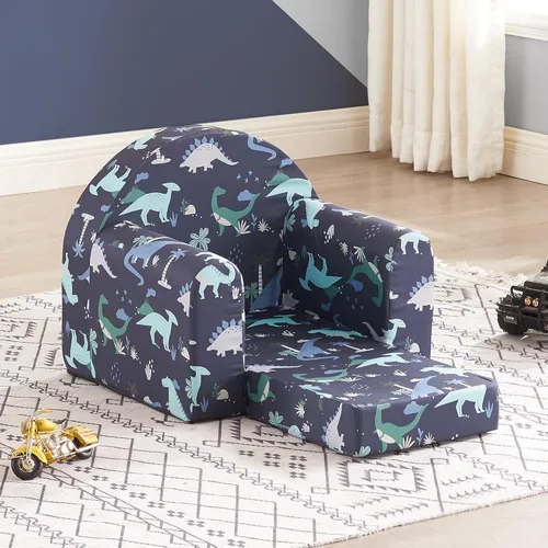 Vista 5 de Ulax furniture Sofá para niños, sofá 2 en 1 abatible, sillón para bebé (dinosaurio marino)