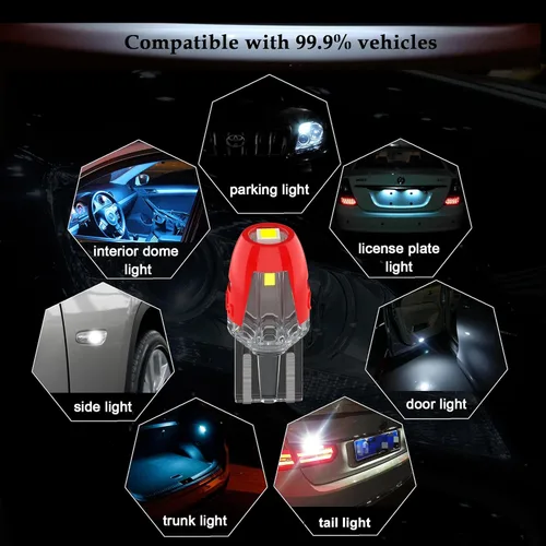 Vista 3 de Alla Lighting Bombillas LED T10 168 194 en miniatura, licencia de 12 V, mapa, cúpula, maletero, cortesía de escalones, luces interiores de puerta