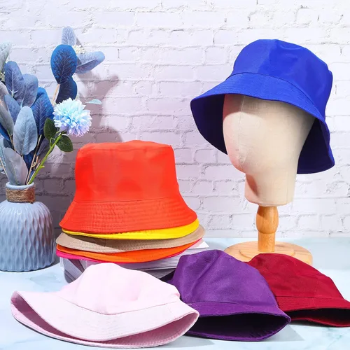 Vista 4 de Solid Bucket Hat Bulk Multicolor Hat Packable Fishing Hats Travel Bucket Hat Beach Fishing Cap for Women Men