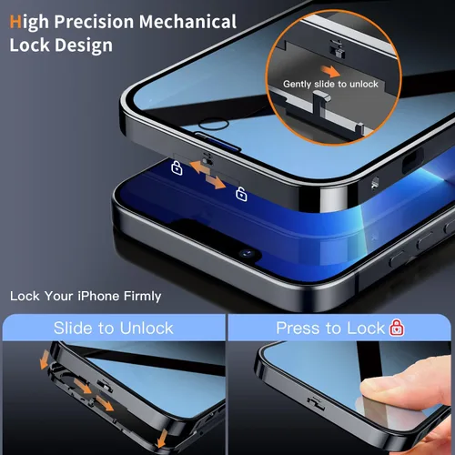 Vista 3 de [Protección completa de la cámara y bloqueo mecánico] Funda magnética de privacidad para iPhone 13 [compatible con MagSafe] [anillo de metal CD]
