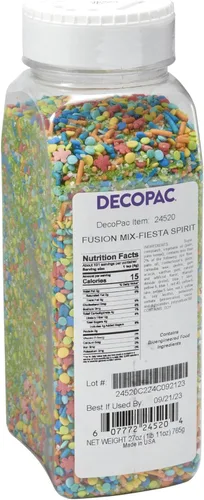 Vista 27 de DecoPac Rainbow Party Fusion Mix - Gránulos de caramelo en forma de 26 onzas en un recipiente de mano, decoraciones mágicas comestibles