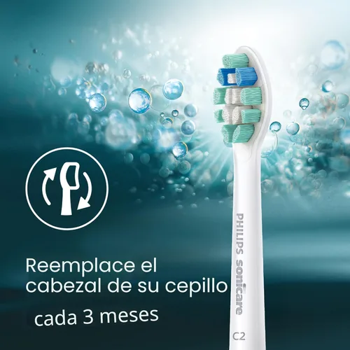 Vista 8 de Philips Sonicare C2 Plaque Control - Cabezales de repuesto genuinos para cepillo de dientes eléctrico, Blanco, paquete de 3, HX9023/65