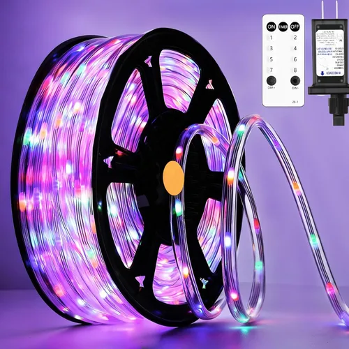 Vista 10 de Cuerda de luces LED impermeables de 50 pies con 360 luces LED para exteriores con control remoto, 8 modos y 4 niveles de brillo, luces de tubo
