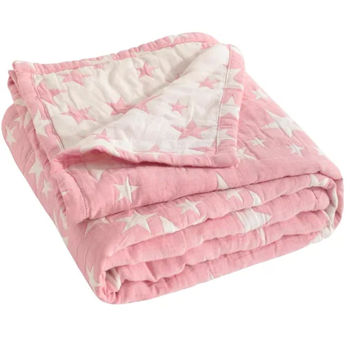 Vista 31 de NTBAY Manta de muselina de algodón de 3 capas de gran tamaño, 45 x 60 pulgadas, manta reversible de jacquard para guardería, súper suave y térmica