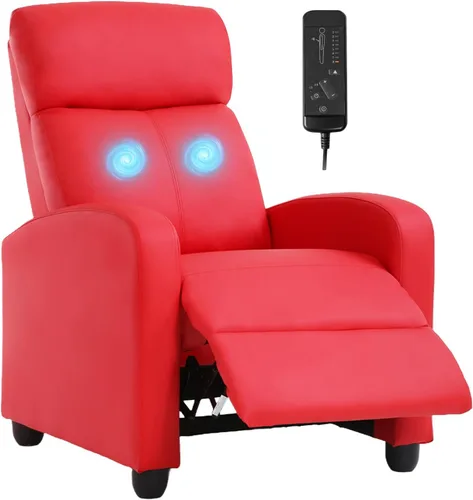 Vista 10 de Silla reclinable para sala de estar, sofá reclinable individual para cine en casa, sofá de descanso con asiento acolchado y respaldo (negro)