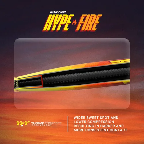 Vista 2 de Easton Hype FIRE bate de béisbol USSSA Drop -5/-8/-10 Barril de 2 3/4" Compuesto de 2 piezas