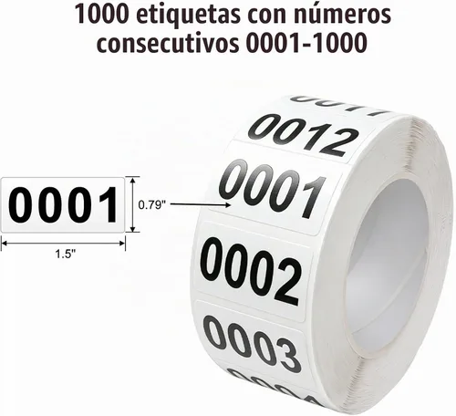 Vista 2 de DGBDPACK Pegatinas de inventario numeradas de 1.5 x 0.79 pulgadas 0001-1000