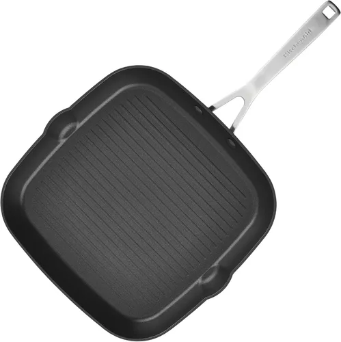 Vista 11 de KitchenAid - Juego de ollas y sartenes antiadherentes de inducción con anodizado duro, 10 piezas, color negro mate