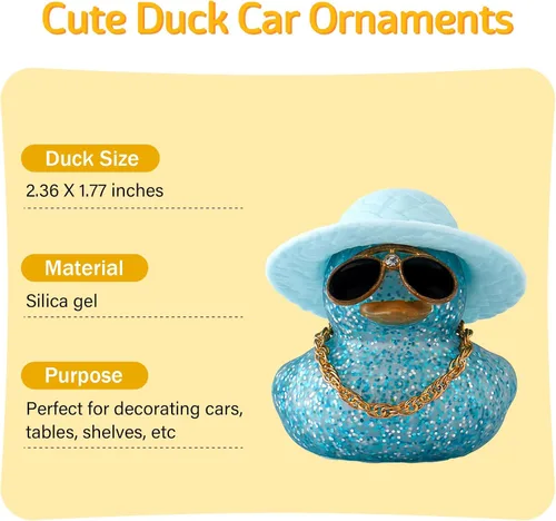 Wonuu Adorno de pato de goma para tablero de automóvil, decoración de pato con accesorios, G-Blue