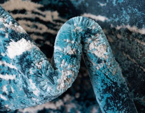 Vista 8 de Unique Loom Oasis Collection - Alfombra de área moderna, de pelo alto y bajo, envejecida, vintage, abstracta (2' 0 x 3' 0, rectangular, azul/gris)