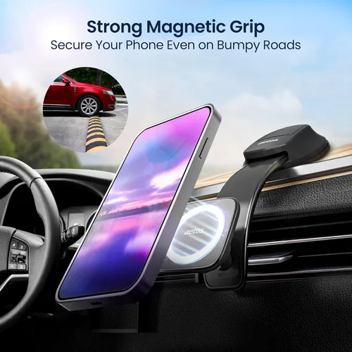 Vista 5 de aetos Soporte magnético para iPhone MagSafe para teléfono con base de succión adhesiva, compatible con iPhone 17/16/15/14 Pro/Plus/Max y teléfonos