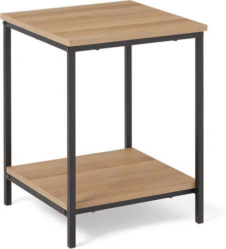 Vista 8 de Yaxa Basics Mesa de centro rectangular con estante inferior, mesa central para sala de estar, color negro de madera, 19.9 pulgadas de profundidad