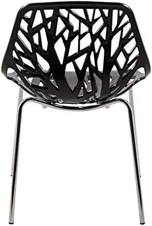 Vista 6 de LeisureMod Forest Modern Silla auxiliar de comedor con patas cromadas (negro)