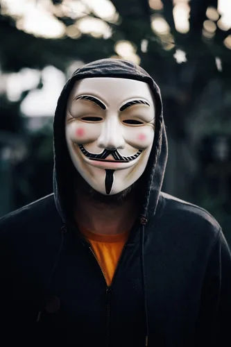 Vista 6 de Máscara de hacker V para vendetta máscara de Halloween Cosplay disfraz fiesta accesorios blanco