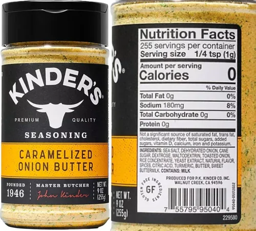 Vista 2 de Kinders Seasoning - El condimento de mantequilla de cebolla caramelizada es libre de gluten, no transgénico y sin MSG añadido (9 onzas), paquete