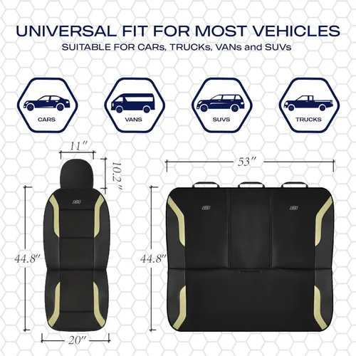Vista 6 de Skechers Fundas de asiento de coche de espuma viscoelástica, fundas de asiento gruesas de malla Air Cool, juegos completos de asientos de coche