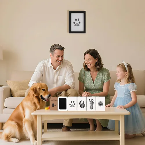 Vista 8 de Kit de huellas sin tinta para perros, gatos y bebés, kit de huellas de manos de bebé y nariz de perro de tacto limpio, kit de huellas de perro sin