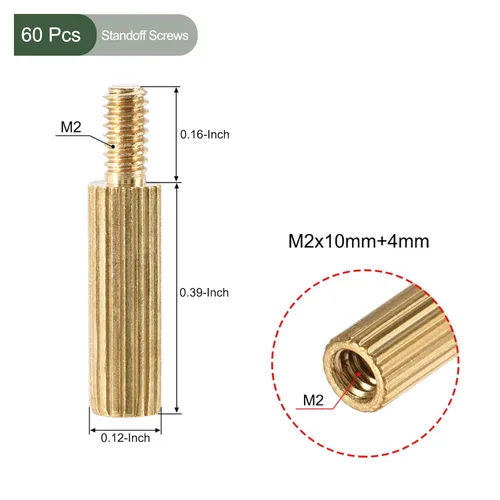 Vista 2 de YOKIVE 60 tornillos de separación M2, separadores de PCB moleteados de latón, mantienen la altura consistente, ideal para placa base