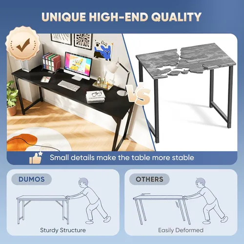 Vista 33 de DUMOS Escritorio de oficina pequeño de 32 pulgadas para computadora de estilo moderno y simple, mesa de trabajo de estudio para el dormitorio