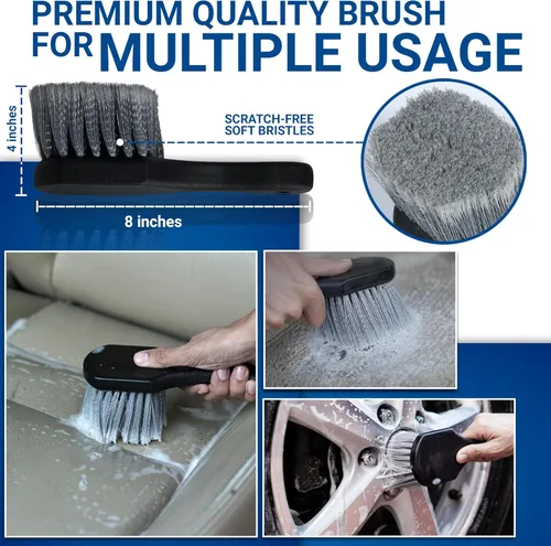 Vista 3 de Kit de Detalles de Coche de 17 piezas para Interior y Exterior, Kit de Limpieza de Coche con Juego Profesional de Cepillos para Detalles de Coche