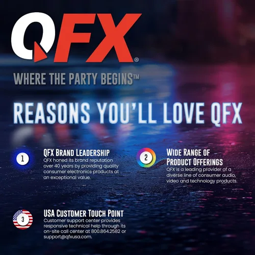 Vista 2 de QFX PBX-800TWS Sistema PA estéreo TWS Bluetooth de 8 pulgadas con 2 altavoces de 8 pulgadas, 2 micrófonos, 2 soportes y un control remoto