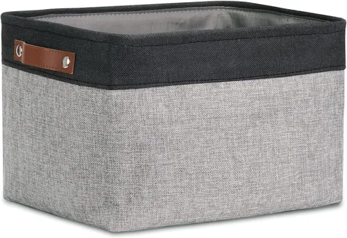 Vista 62 de DULLEMELO Cesta de almacenamiento pequeña para estantes, pequeña cesta plegable de tela rectangular para estantes, armarios, guardería, hogar, Beige