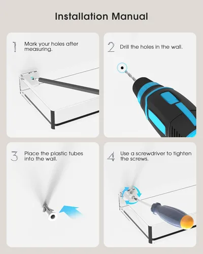 Vista 7 de MaxGear Acrylic Clear Floating Shelves with Edge, Wall Mounted Hanging Bookshelves, Decorative Display Wall Shelves Storage Organizer for Bathroom