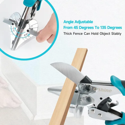 Vista 3 de O'Shine Tijeras de Inglete de Trinquete Expertas para Corte Angular, Molduras, Manualidades de Madera, Herramienta de Corte de Cuarto Redondo