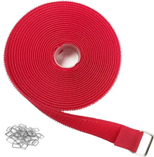 Vista 12 de YMCRLUX Correas de gancho y bucle de 1 x 16 pies con 25 hebillas de metal, correas de cable de fijación ajustables, correa de cincha cortada a