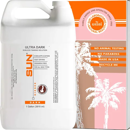 Sun Laboratories By Giesee Ultra Dark Spray Tan Solution 1 galón – Kit de botella autobronceadora con loción bronceadora, bronceador facial y loción