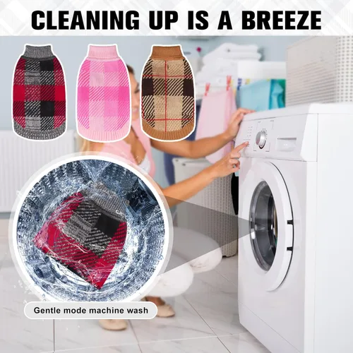 Vista 7 de BEAUTYZOO Suéter para Perro Pequeño Hembra Macho, Suéter Pullover de Cuello Alto de Forro Polar para Perro, Suéter de Punto Suave Cálido y Lindo