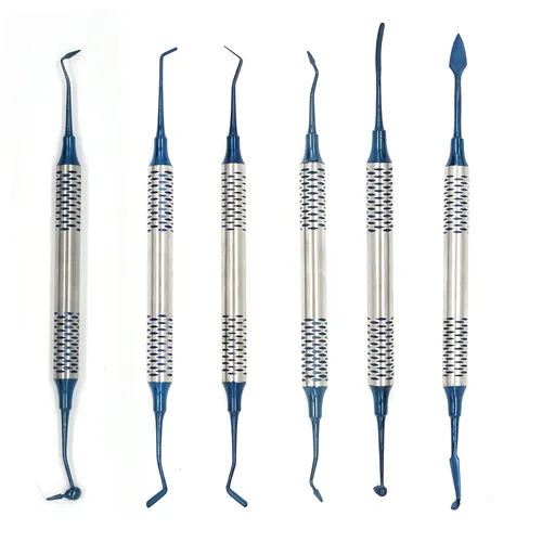 Angzhili 6 unids/kit de raspador de resina compuesto dental, espátula de llenado dental antiadherente, herramienta de restauración dental de doble