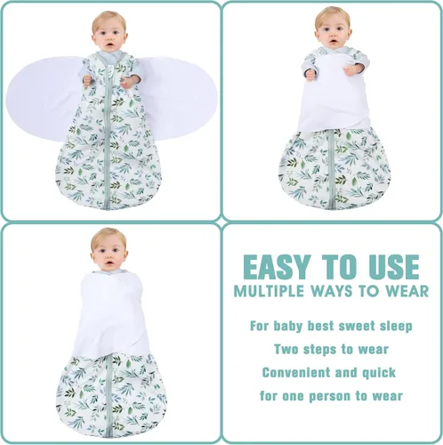 Vista 3 de BSTOPPT Saco de Dormir para Recién Nacido, Manta Enrollable para Bebé, 0-3 Meses, Manta Enrollable Ajustable en 3 Direcciones, 100% Algodón Rayón