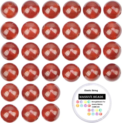 Vista 19 de 100 piezas de cuentas de cristal natural, piedras preciosas redondas sueltas de sanación energética con cordón elástico de cristal gratis