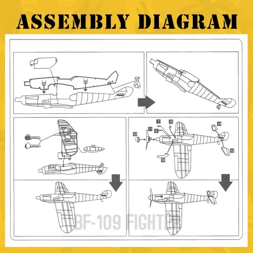 Vista 6 de ViiKONDO 1/48 WWII BF109 Fighter German Aircraft Militar Warplane Model Kit de construcción DIY Asamblea Jet Gift (05)