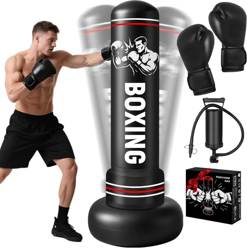 Punching Bag for Adults with Stand, 74.8'' Free Standing Heavy Boxing Bag with Gloves and Pump for Men Women Teen Boys Girls Kickboxing Beginners