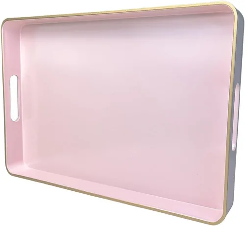 Vista 6 de Large Blue Coffee Table Tray, Decorative Serving Tray with Handles, Plastic Rectangular Tray for Ottoman, Bathroom, Living Room.16.7"*12"*1.6