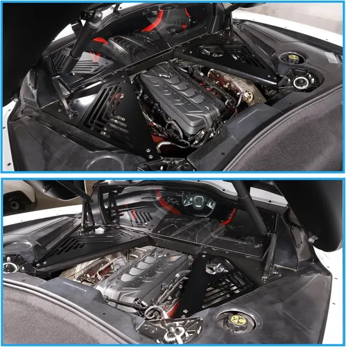 Vista 6 de Sekhyna Cubierta de panel de bahía del motor compatible con Chevrolet Corvette C8 Stingray 2020-2024 aleación de aluminio 2 piezas compartimento