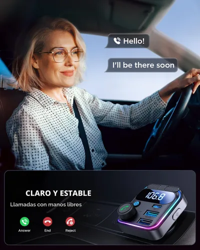 Vista 5 de JOYROOM Adaptador de coche Bluetooth 6.0 Transmisor FM 81W Bluetooth Adaptador de encendedor de cigarrillos [PD45W y QC36W] Carga rápida Dual Mics