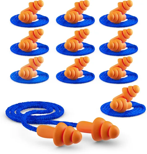 Tapones para los oídos reutilizables de calidad, 20 pares, 25 dB, de silicona, con cable, para disparar, construcción, trabajo, oreja, motocicleta,