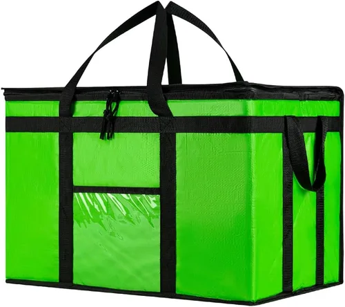 Vista 45 de NZ home Bolsa térmica XXL aislada y calentador de alimentos para entrega y compras de comestibles con parte superior con cremallera, color negro