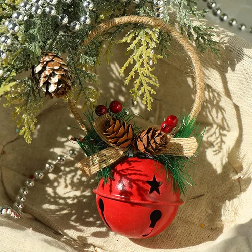 Vista 3 de loinhgeo Campana colgante de Navidad, adornos para árbol de Navidad, adornos decorativos colgantes de campana de Navidad, decoración de puerta