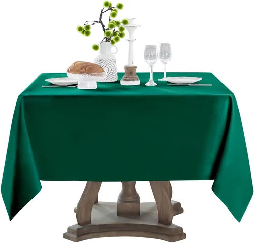 Vista 31 de Mantel Cuadrado 52 x 52 Pulgadas Manteles Negros Resistente a Manchas y Arrugas Lavable de Poliéster para Fiestas, Buffets y Bodas