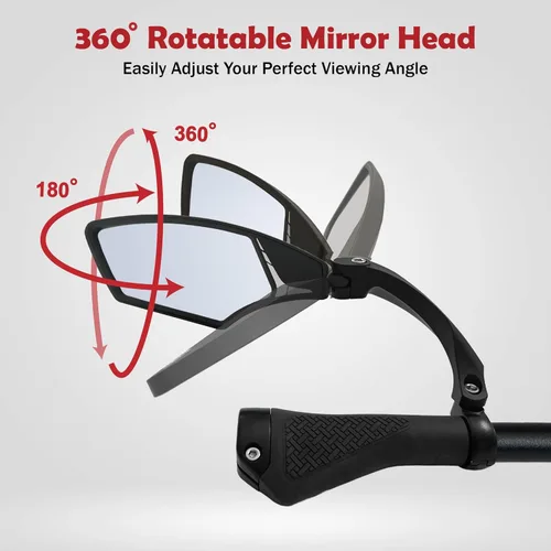 Vista 4 de Hafny Nuevo espejo de bicicleta para manillar, HD resistente a explosiones, cristal transparente seguro, espejo retrovisor giratorio ajustable
