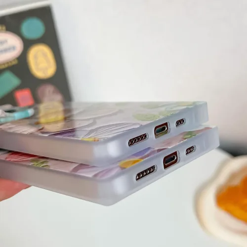 Vista 5 de BANAILOA Funda compatible con iPhone 14 Pro con borde rectangular, bonita funda protectora de lujo con pintura al óleo y flores para mujeres