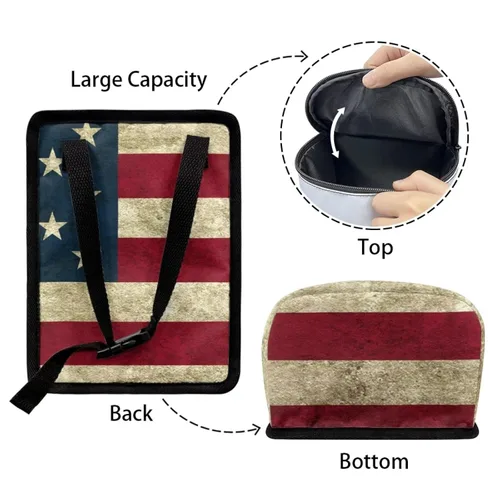 Vista 7 de Yewattles Cubo de basura con tapa para automóvil, con bandera estadounidense, impermeable, a prueba de fugas, accesorios de automóvil, vehículo