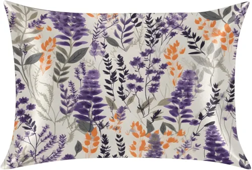 Vista 11 de Funda de almohada de satén para cabello y piel, funda de almohada de seda de hojas coloridas abstractas de tamaño estándar, fundas de almohada