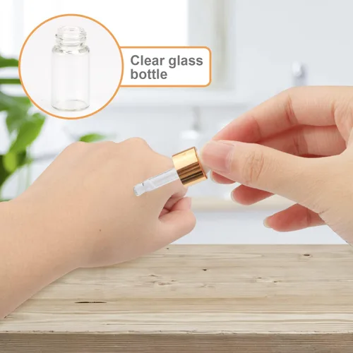 Vista 3 de 15 botellas de cristal con gotero de aceite esencial, mini botella de perfume transparente de 0.0 fl oz/0.1 fl oz/0.1 fl oz, frascos de muestra