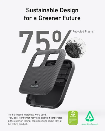 Vista 6 de Anker Estación de carga Nano (67W máx.), regleta de alimentación USB-C 6-en-1 para iPhone 16/15 y MacBook, con enchufe plano y cable de extensión