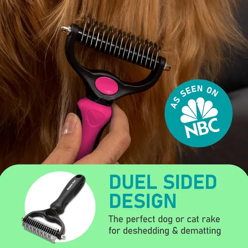Vista 2 de Maxpower Planet Cepillo para Pelo de Mascotas - Rastrillo de Doble Lado para Mudanza de Pelo y Desenredado de Subcapa para Perros, Gatos - Cepillo